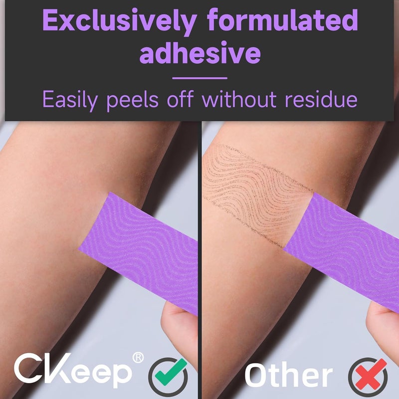 Ckeep Kinesiology Tape, Uncut 2 Rolls, Original Cotton Elastic Premium Athletic Tape,Latex Free Hypoallergenic, 2inch x 16ft, Purple - Image 3